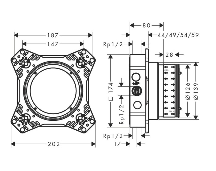 Внутренний механизм смесителя Hansgrohe Ibox Universal 2 арт. 01500180