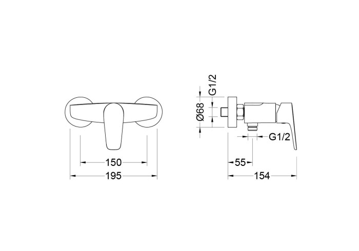Смеситель для душа, Aquatek Бетта, хром арт. AQ1160CR