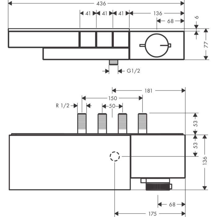 Термостат для душа Edge Axor, полированный черный хром арт. 46140330