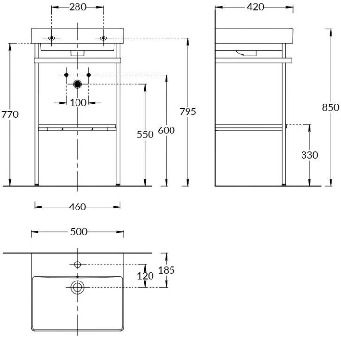 Структура металлическая PRO напольная 50см, Pro Kerama Marazzi, черный - PRO.50.01\BLK.M