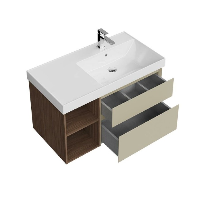 Тумба правая подвесная с ящиками 90см, Cubo Kerama Marazzi, бежевый - CUB.90.2Rh\LIM.N