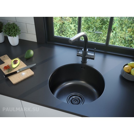 Мойка для кухни нержавеющая D460мм Paulmark WERRA, вороненая сталь - PM404646-GM