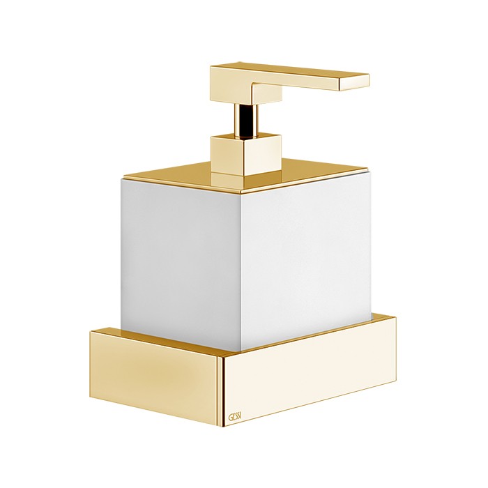 Дозатор для жидкого мыла подвесной, Gessi Rettangolo, gold ccp/белый арт. 20813#080