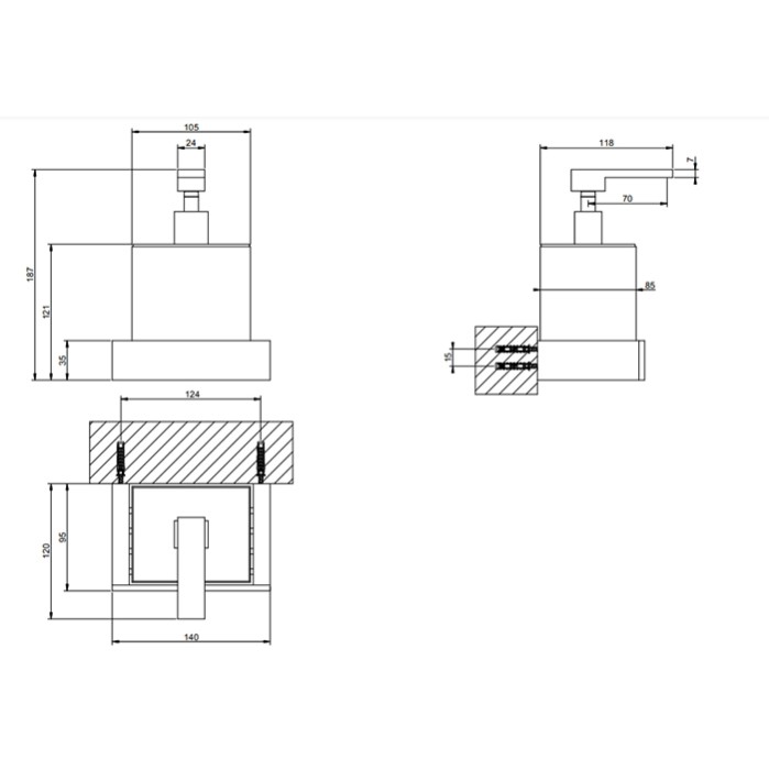 Дозатор для жидкого мыла подвесной, Gessi Rettangolo, gold ccp/белый арт. 20813#080