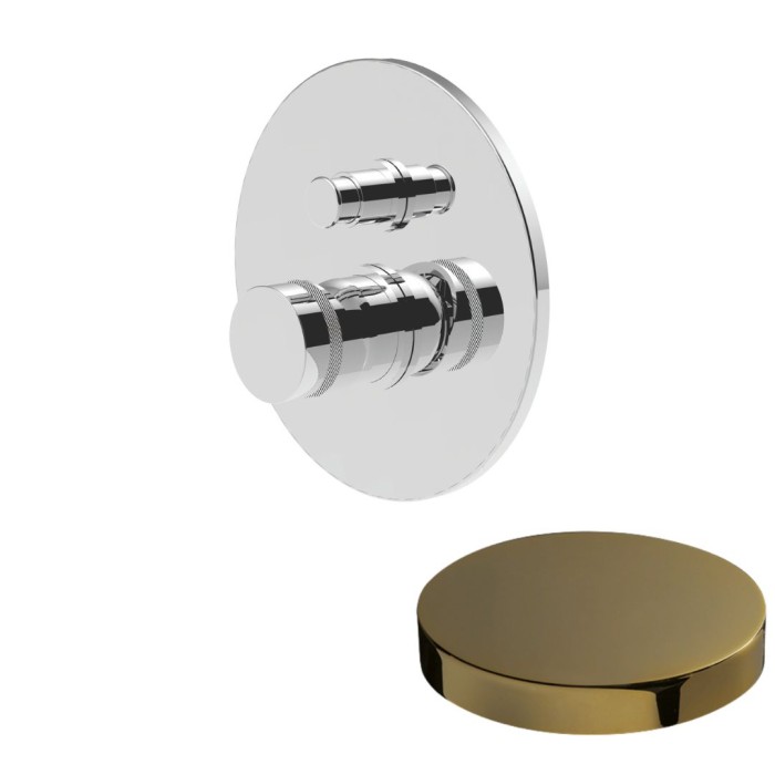 Встраиваемый смеситель для душа, однорычажный, с кнопкой-переключателем, на 2 режима, Giulini My ring deluxe, золото арт. MR0063DLO