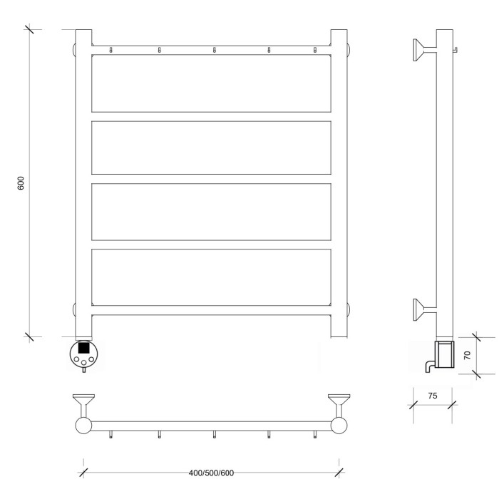 Полотенцесушитель электрический 60x40 Триада 1 К Secado арт. 4673739242117