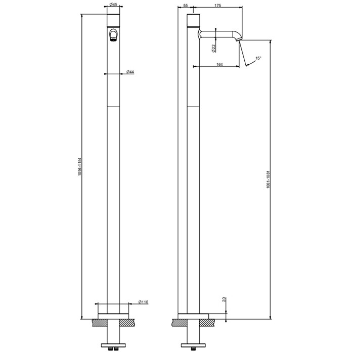Смеситель для раковины, напольный, Gessi Habito Unito, хром арт. 70095#031