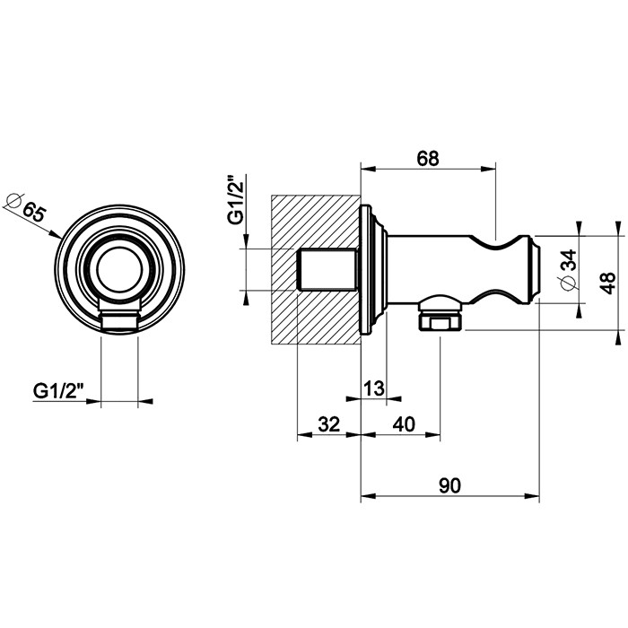 Подвод воды с держателем ручного душа, Gessi Venti20, gold pvd арт. 65161#246