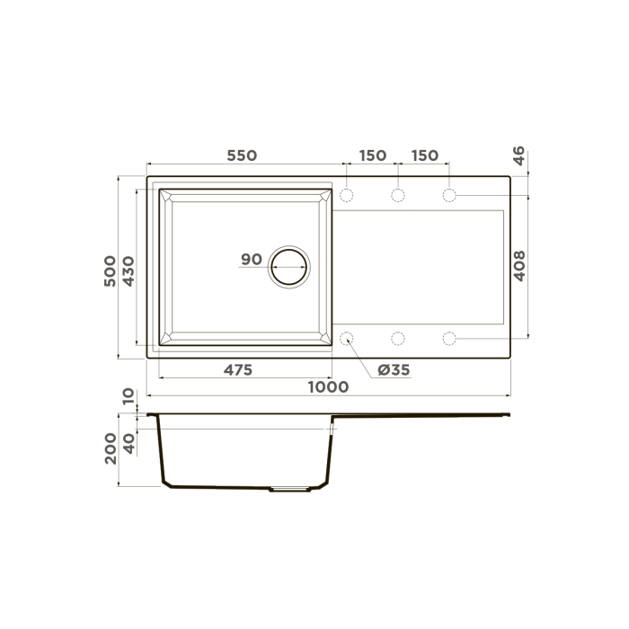 Кухонная мойка Omoikiri Sakaime 100-BL Tetogranit, цвет черный арт. 4993884