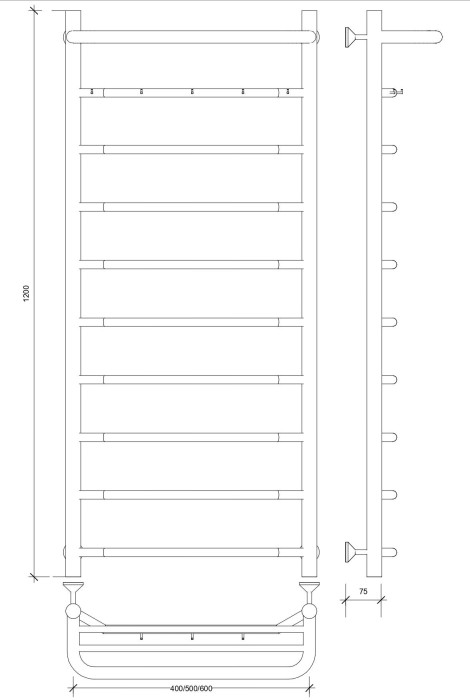 Полотенцесушитель водяной 120x40 Агата 1 КСП (хром) Secado арт. 4603777444204