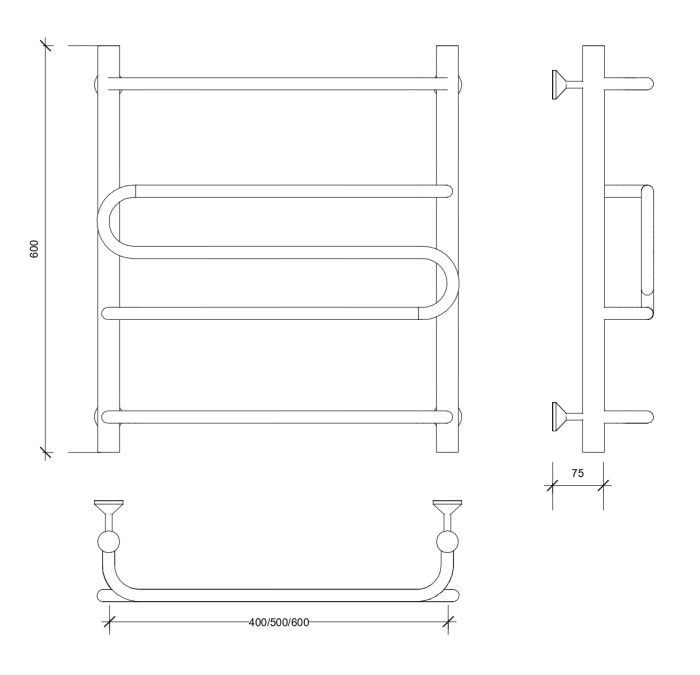 Полотенцесушитель водяной 60x50 Валенсия 2 (хром) Secado арт. 4603759405506