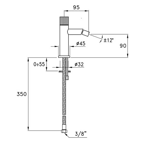 Смеситель для биде Stella Sirius без донного клапана, цвет черный матовый PVD арт. SR00300PV17