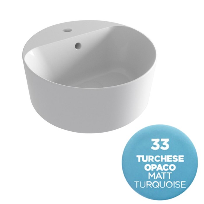 Накладная раковина с отверстием под смеситель, 40х40х17 см, Olympia ceramica Open, голубой матовый арт. OPE42TO40133