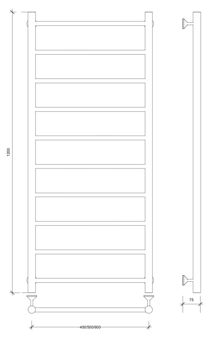 Полотенцесушитель водяной 120x40 Триада 1 (хром) Secado арт. 4603777443405