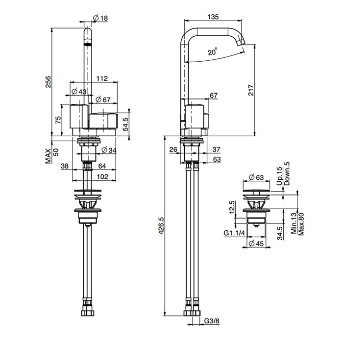 Fima Carlo Frattini Смеситель для раковины, на 1 отв., с донным клпаном, So, F3171BNS цвет: черный