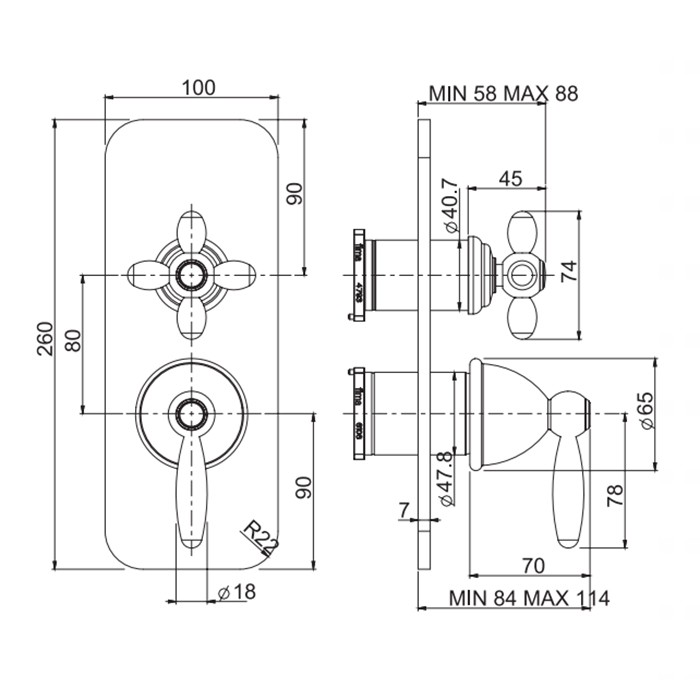 Fima Carlo Frattini Смеситель для душа, встраиваемый, с переключателем на 2/3 выхода, Olivia, F5009X6OR цвет: золото