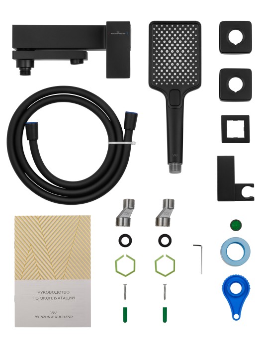 Смеситель для ванны с душем, Wonzon & Woghand Cube, WW-88639016-MB цвет: черный
