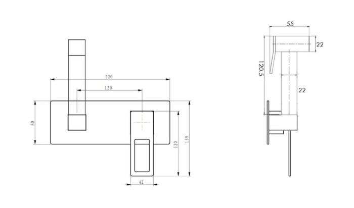 Гигиеническая лейка со смесителем black black, Boheme Q - 147-BВ