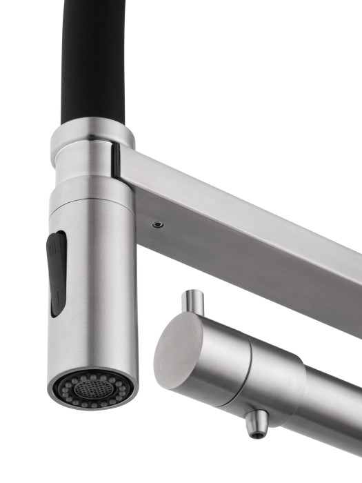 Смеситель для кухни с гибким изливом и подключением фильтра, Wonzon & Woghand, WW-88458007-BN цвет: никель