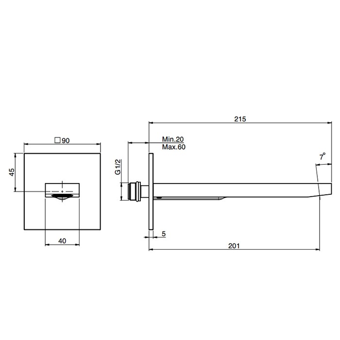 Fima Carlo Frattini Излив для ванны 20см., настенный, Zeta, F2424OR цвет: золото