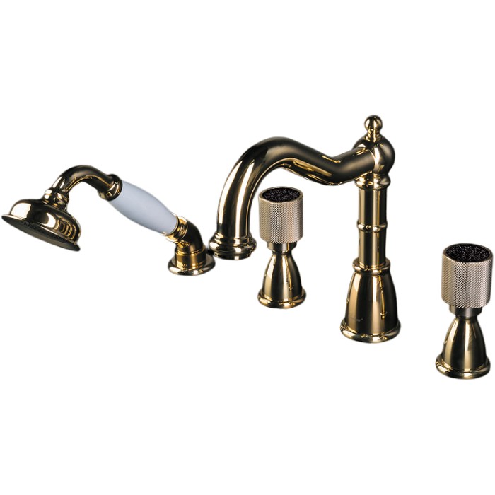 Смеситель врезной 4 отв. Black, gold, Boheme Royal cristal - 395-Royal/CRST black