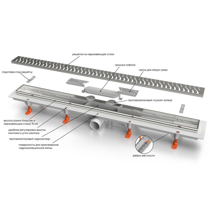 Душевой лоток 51,5x12,5 Veconi Medium арт. V450MB