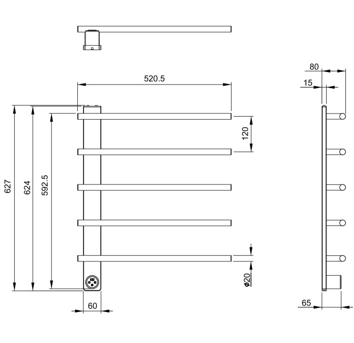 Полотенцесушитель электрический, Wonzon & Woghand Nurnberg, WW-AL345-MB цвет: черный