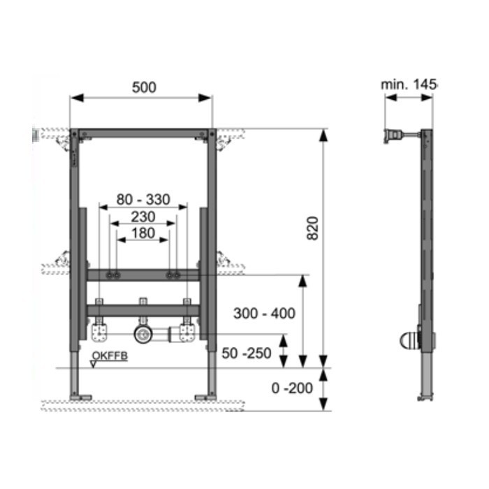 Модуль для установки биде, высота h820мм, TECE арт. 9330005