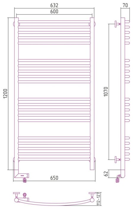 Сунержа Электрический полотенцесушитель 1000x300, Богема 2.0, 071-5202-1260 цвет: сатин