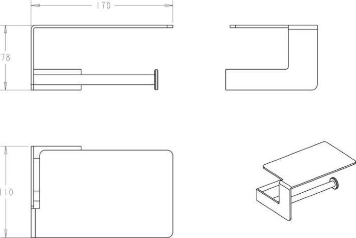 Держатель туалетной бумаги с полочкой, Q, Boheme 10941-CR