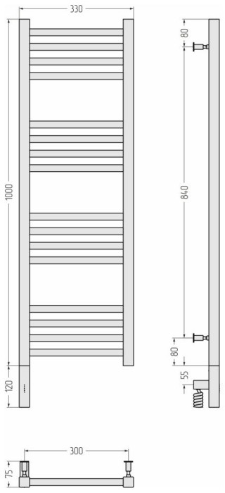 Сунержа Электрический полотенцесушитель 1000x300, Модус 3.0, 03-5700-1030 цвет: золото