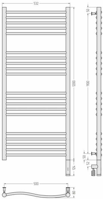 Сунержа Электрический полотенцесушитель 800x500, Флюид 3.0, 31-5821-1250 цвет: матовый чёрный