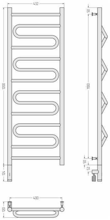 Сунержа Электрический полотенцесушитель 600x400, Элегия 3.0, 00-5818-1240 цвет: без покрытия