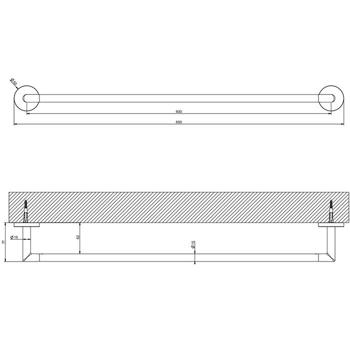 Полотенцедержатель, 60 см, Gessi Tondo, black xl арт. 63703#299