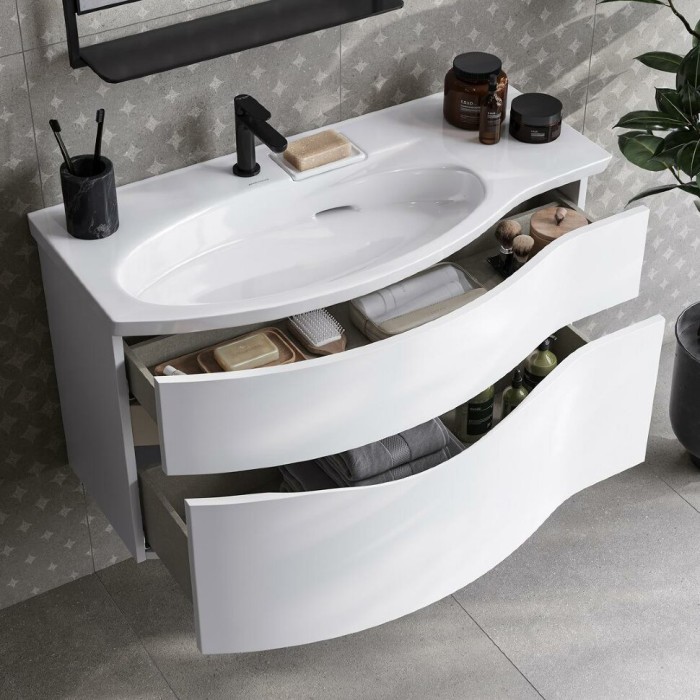 Тумба 100 см леваясм, Riva Kerama Marazzi, белый - RV.100Lh\WHT.M