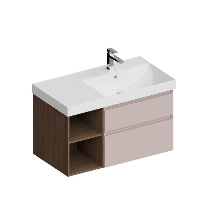 Тумба правая подвесная с ящиками 90см, Cubo Kerama Marazzi, розовый - CUB.90.2Rh\MAL.N