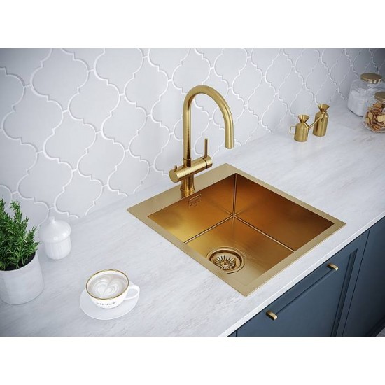 Мойка для кухни нержавеющая 440х440мм Paulmark LASSAN, брашированное золото - PM304444-BG