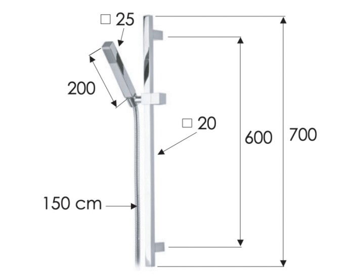 Душевая стойка с ручным душем и шлангом никель матовый, Remer, внешнего монтажа 317S317SSNPO