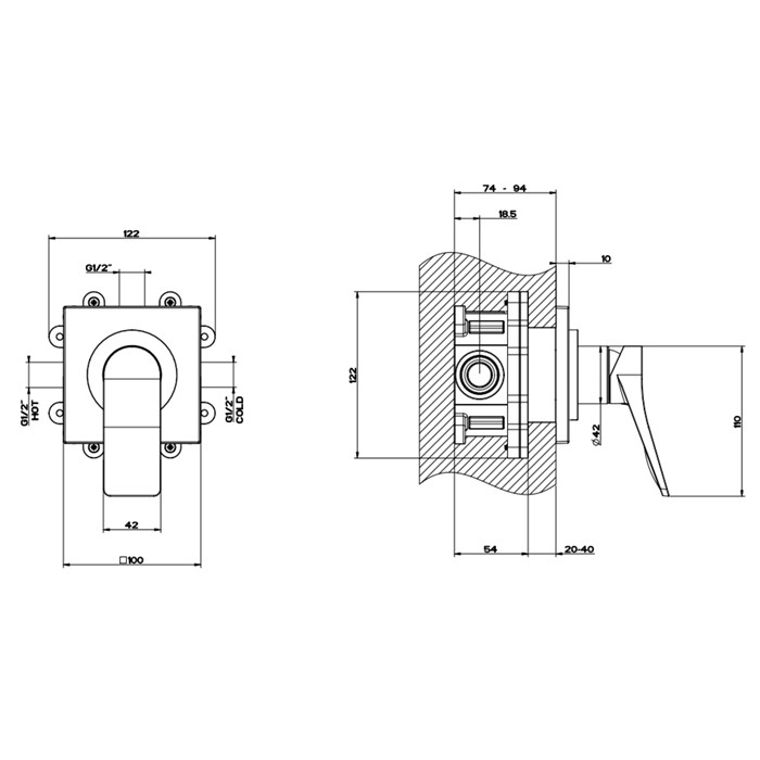 Встраиваемый смеситель для душа на 1 источник, Gessi Rilievo, хром арт. 59109#031