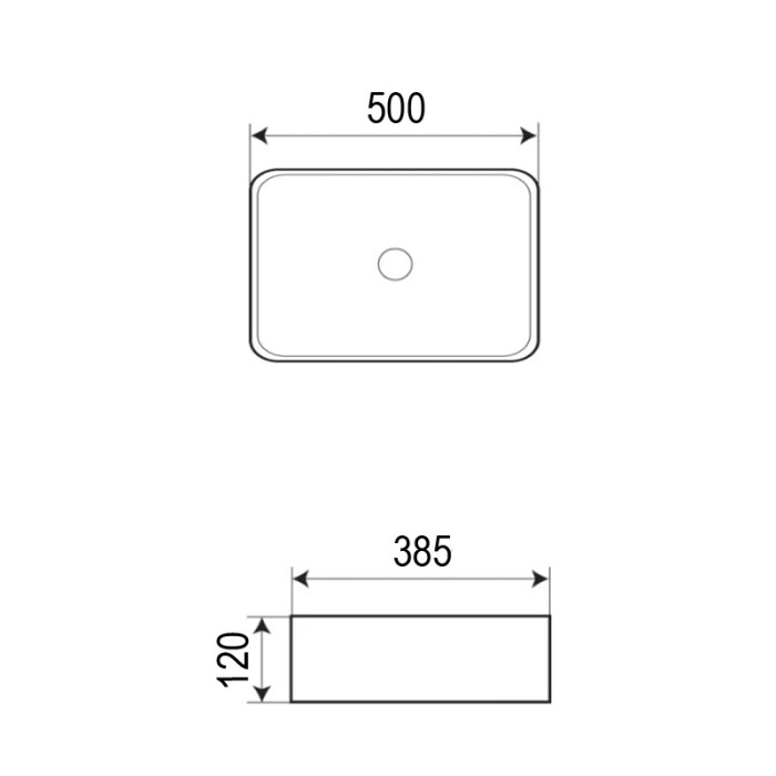 Раковина 500х 385х120 накладная, белая, Azario - AZ-2242