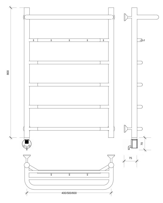 Полотенцесушитель электрический 80x40 Агата 1 КСП Secado арт. 4673739231388