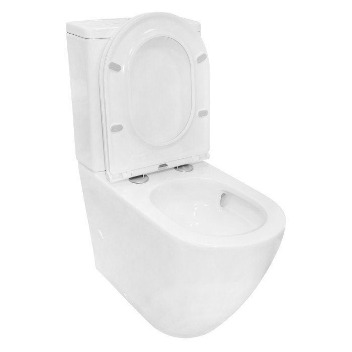 Унитаз-компакт 665х380х845 напольный, смыв "торнадо", безободковый, с бачком и сидением микролифт, Azario Vetro арт. AZ-2141 UQ1