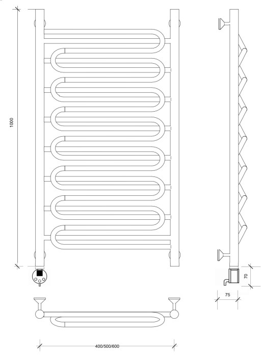 Полотенцесушитель электрический 100x50 Валенсия 3 Secado арт. 4673739233344