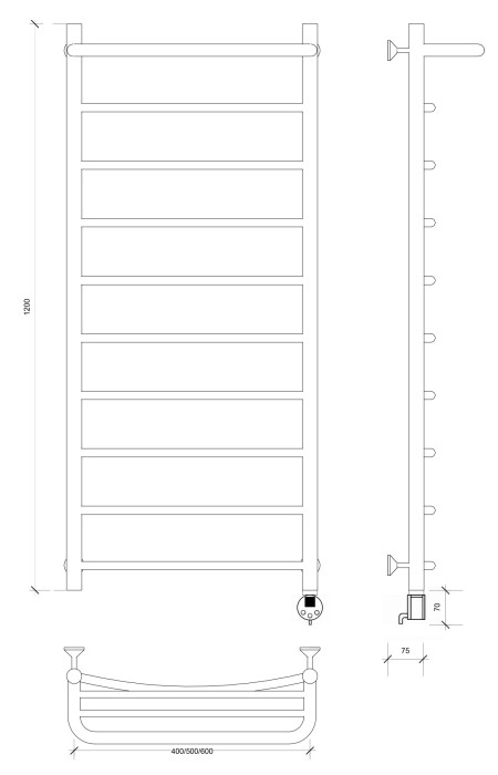 Полотенцесушитель электрический 120x60 Милан 1 СП Secado арт. 4673739237786