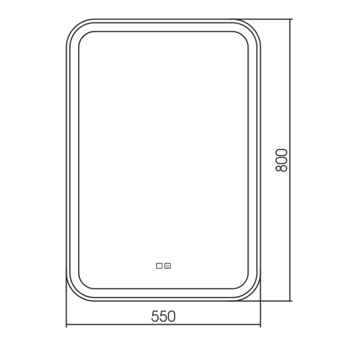 Зеркало Мальта-6 550х800 c подсветкой и диммером, подогрев, часы, Bluetooth, радио, Azario Перла - ФР-00001219