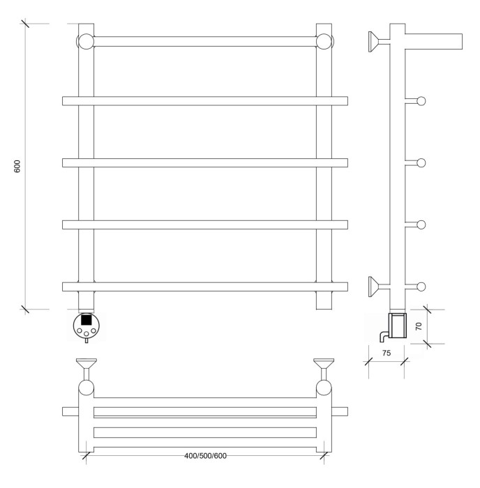 Полотенцесушитель электрический 60x70 Турин 1 СП Secado арт. 4673739244050