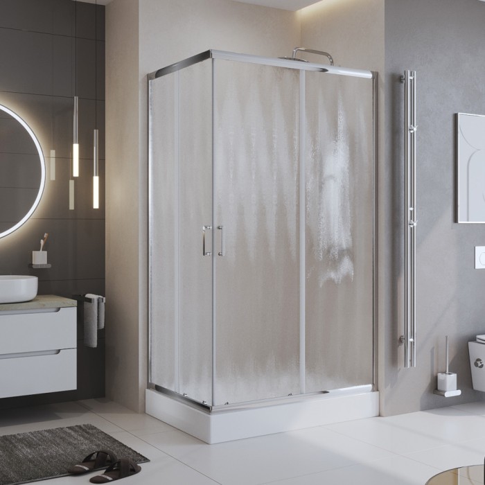 Душевой уголок 120x195 BelBagno, глянцевый хром, Uno-195 арт. UNO-195-AH-2-120/90-CH-CR