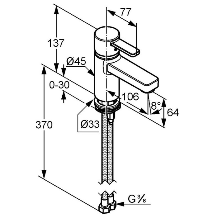 Однорычажный смеситель для раковины dn10, без донного клапана, zenta Kludi, хром - 382510575