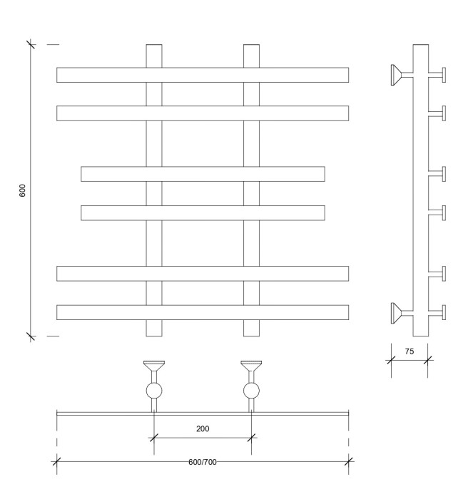 Полотенцесушитель водяной 60x20x70 Понтида 2 (хром) Secado арт. 4603777447656