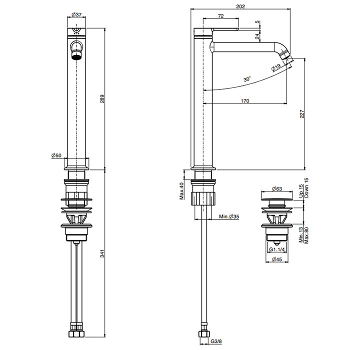 Fima Carlo Frattini Смеситель для раковины, на 1 отв., высокий, Snap, F3111/HNS цвет: черный